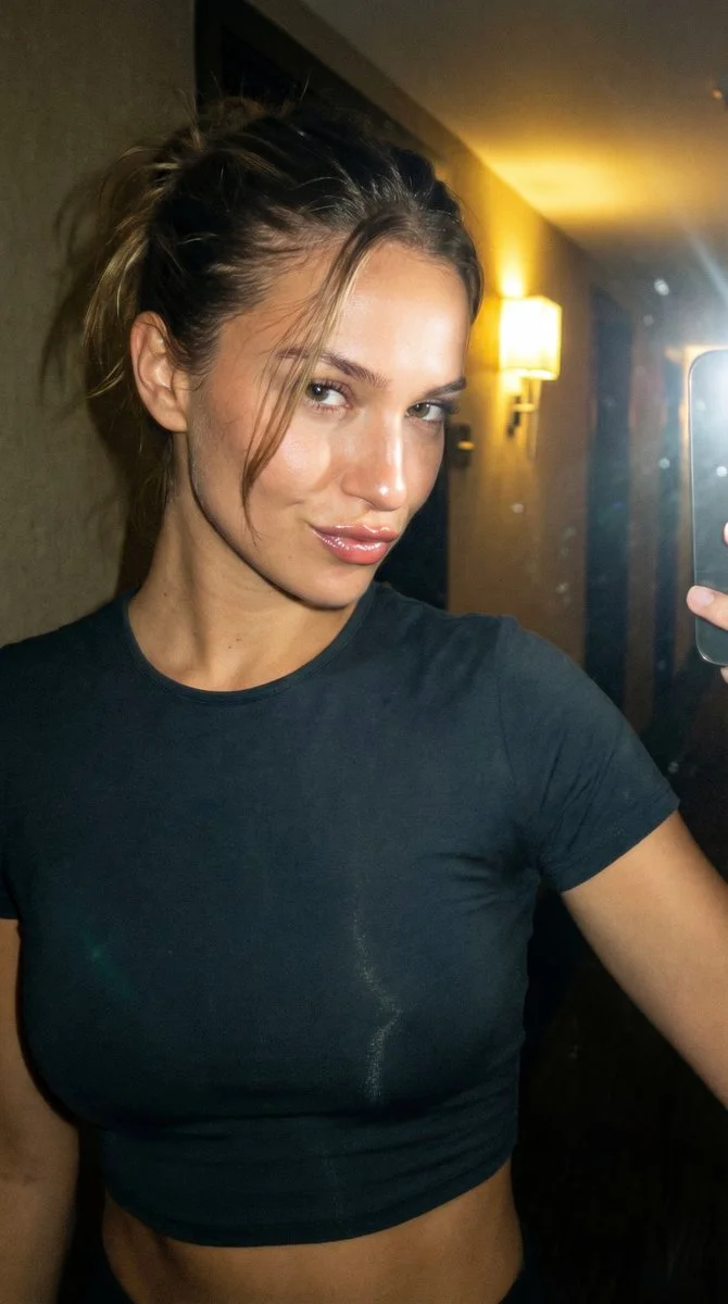 Reflections of Tension in a Hotel Corridor