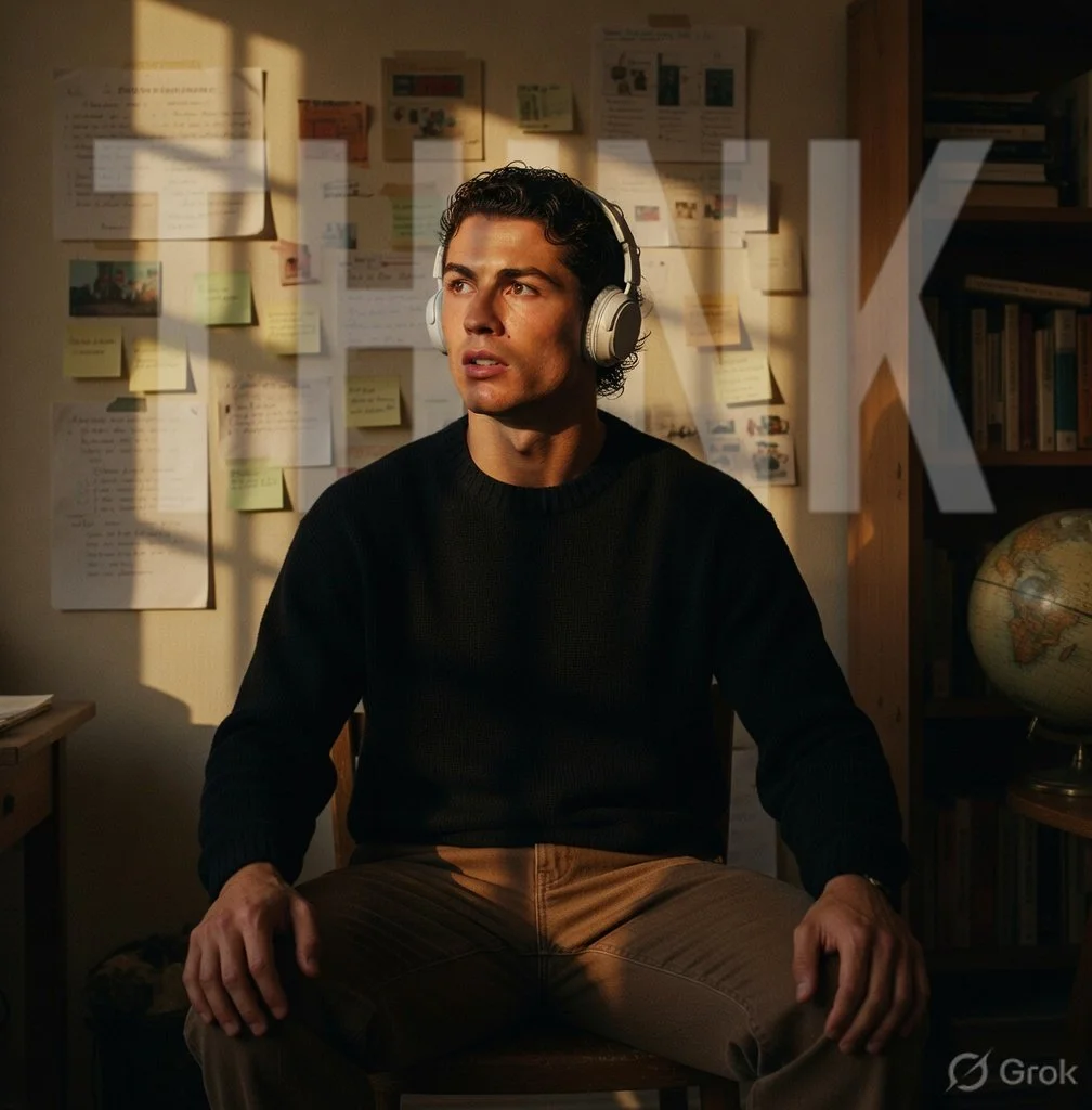 Reflective Silence Amid Study Clutter