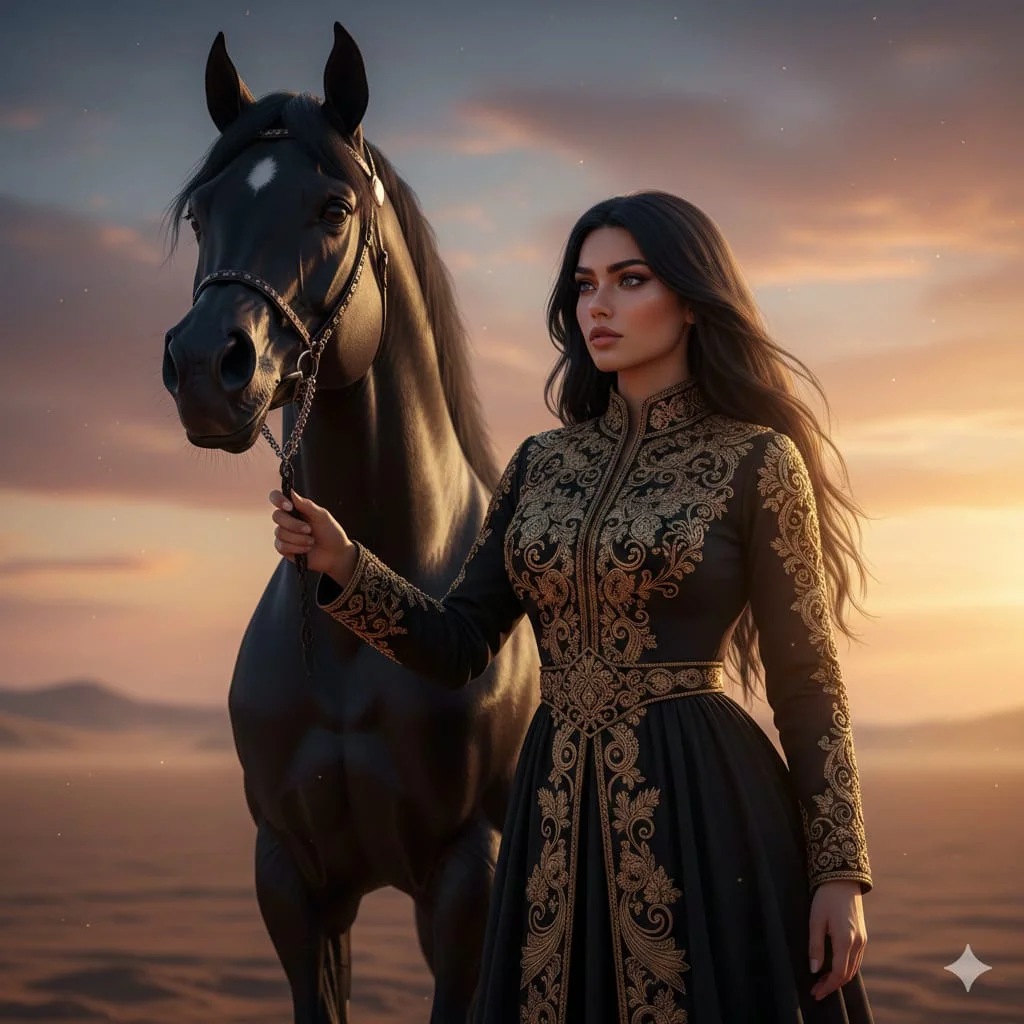 Regal Allure: A Sunset Portrait of Elegance and Power