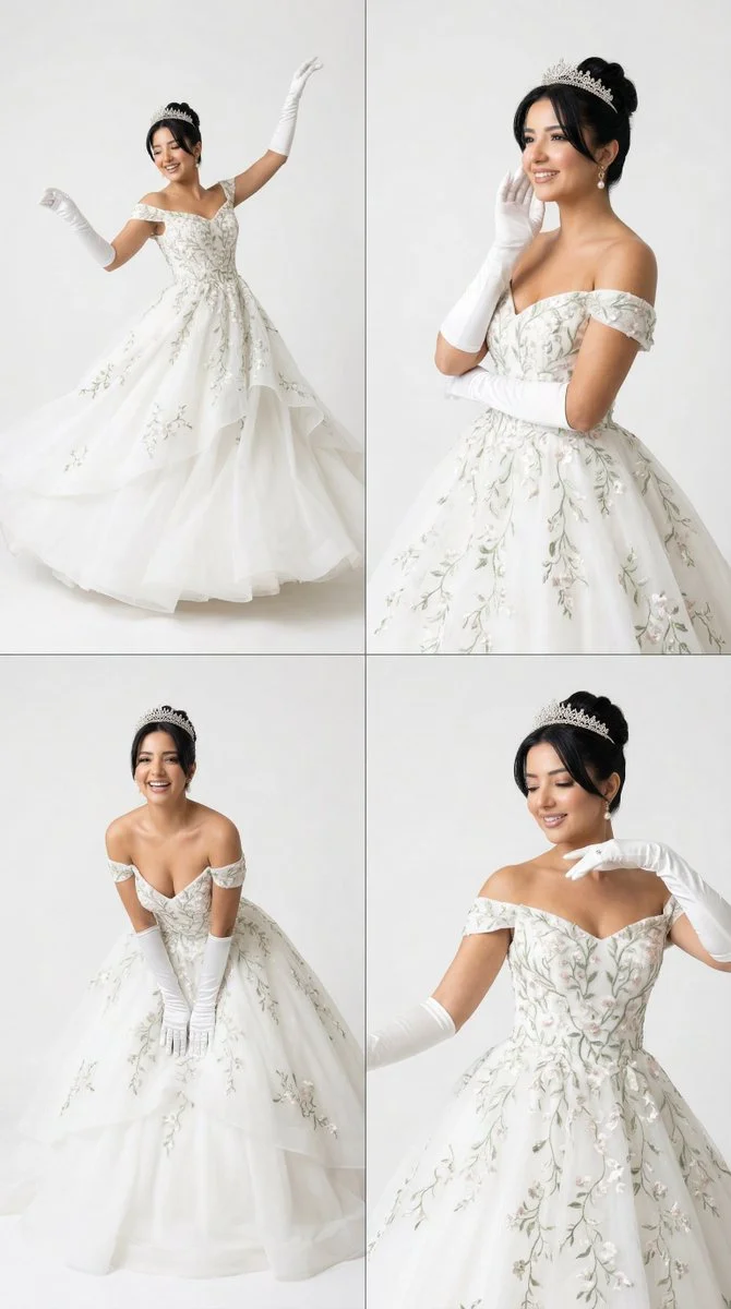 Regal Elegance in Four Frames: The Modern White Princess
