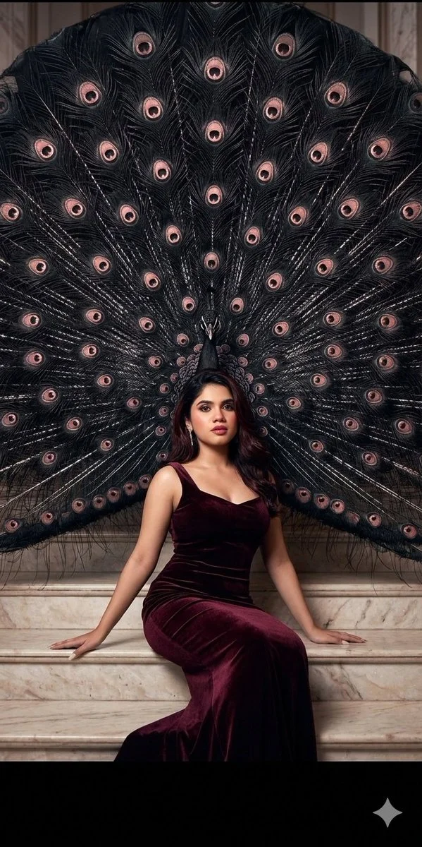 Regal Elegance: Velvet and Peacock Fusion