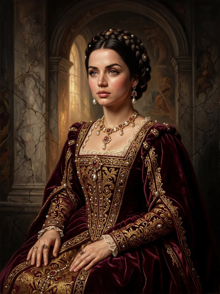 Regal Fusion: Ana de Armas in Hyper-Real Renaissance