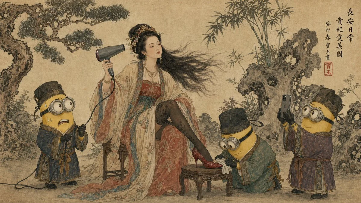 Regal Hair Drying: A Tang Dynasty Twist