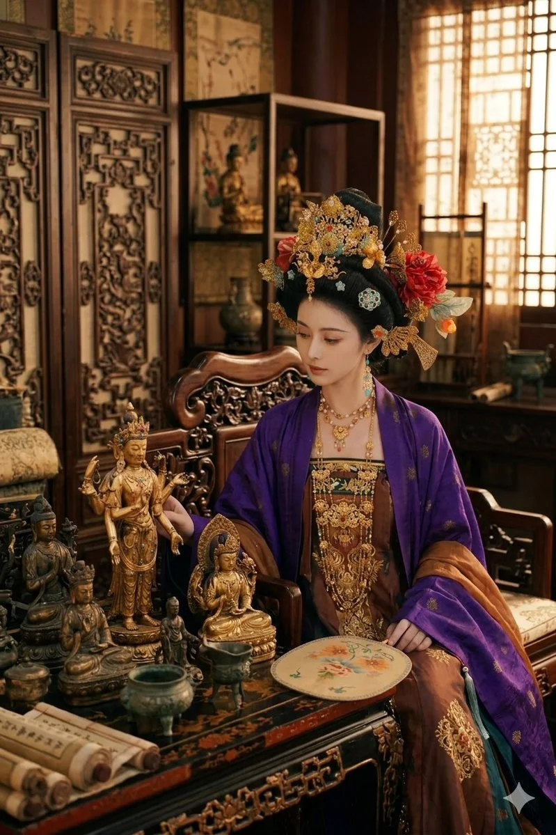 Regal Serenity: Chinese Empress in a Scholar’s Antique Sanctuary