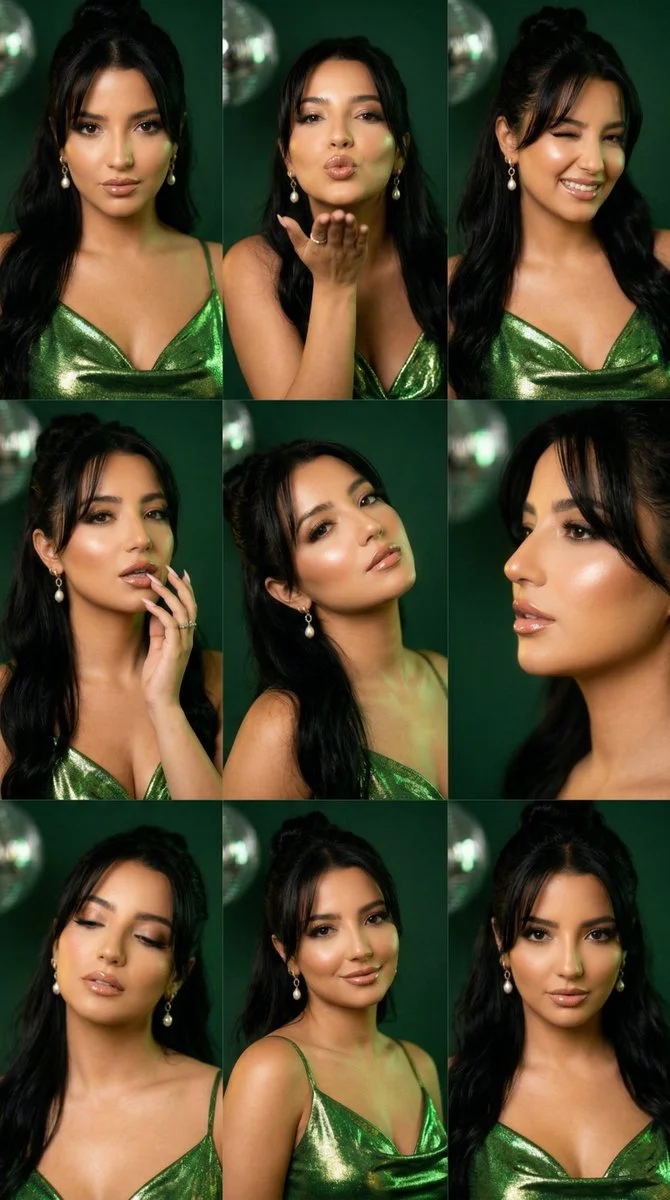 Retro-Glam Green Disco Portrait Grid