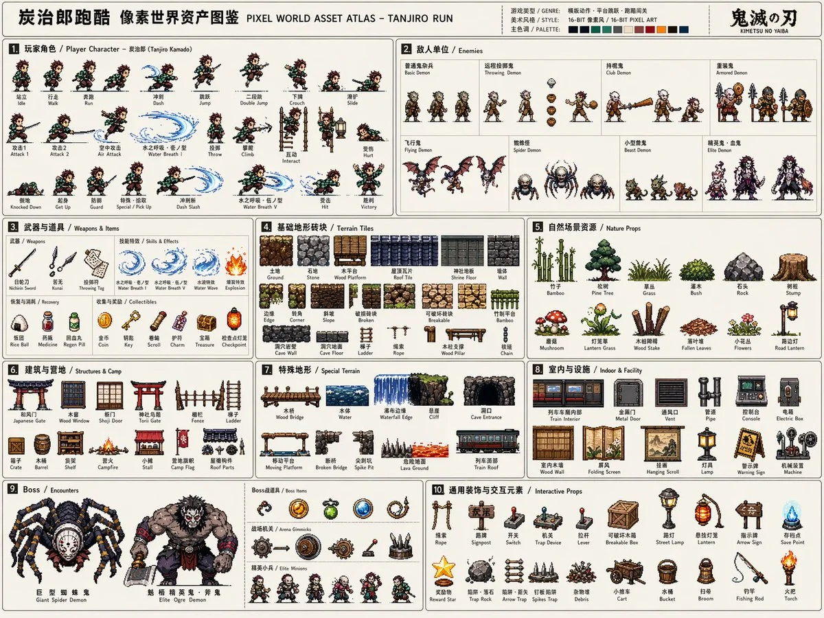 Retro Pixel Asset Atlas for Game Development