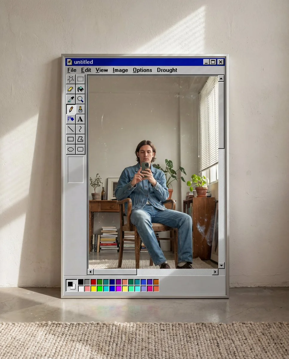 Retro Reflections: A Stylish Selfie in a Modern Space