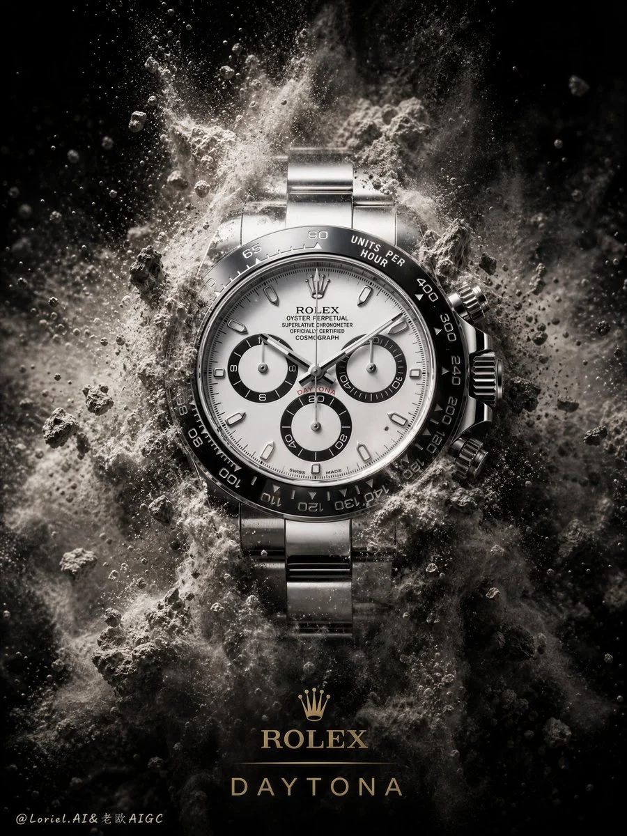 Rolex Daytona emerges from a violent mineral dust explosion