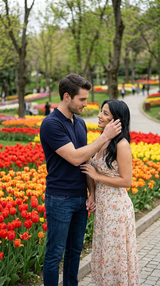 Romance Amidst Tulips in Istanbul