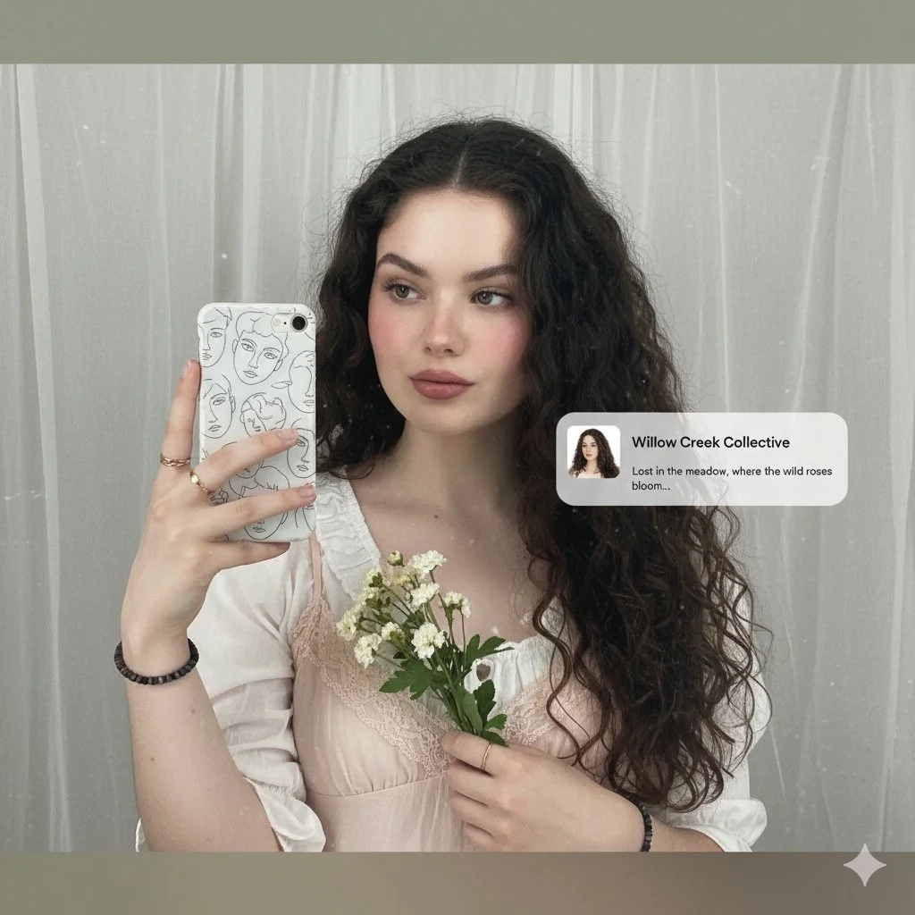 Romantic Coquette: A Modern Mirror Selfie