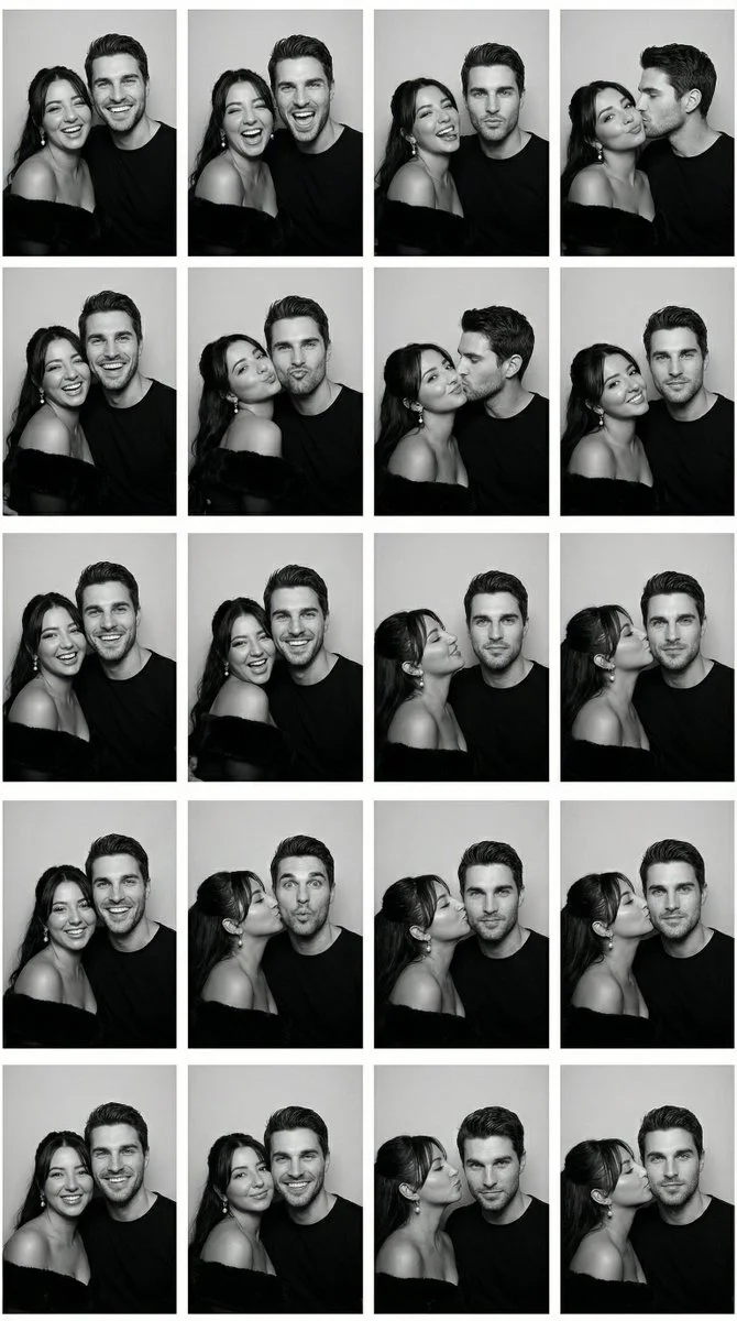 Romantic Photobooth Moments in Black and White