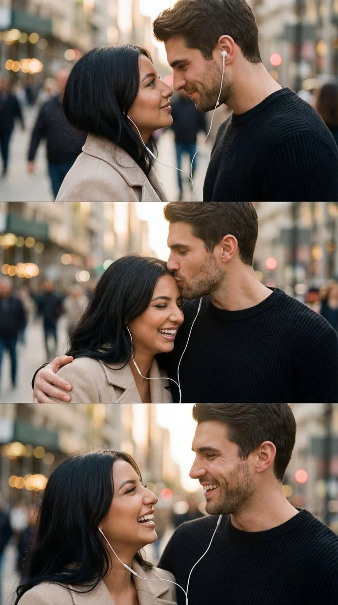 Romantic Triptych: City Love in Warm Light