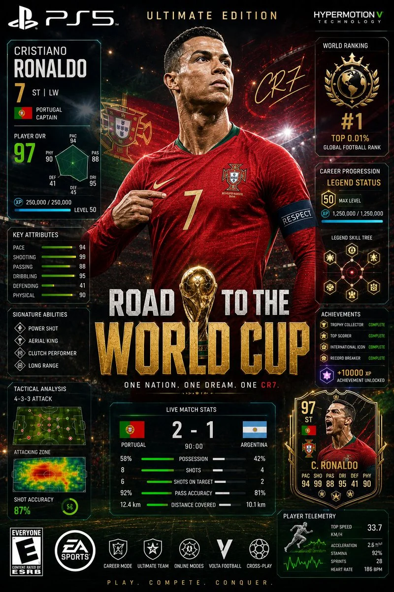 Ronaldo leads Portugal in a futuristic holographic stadium battle
