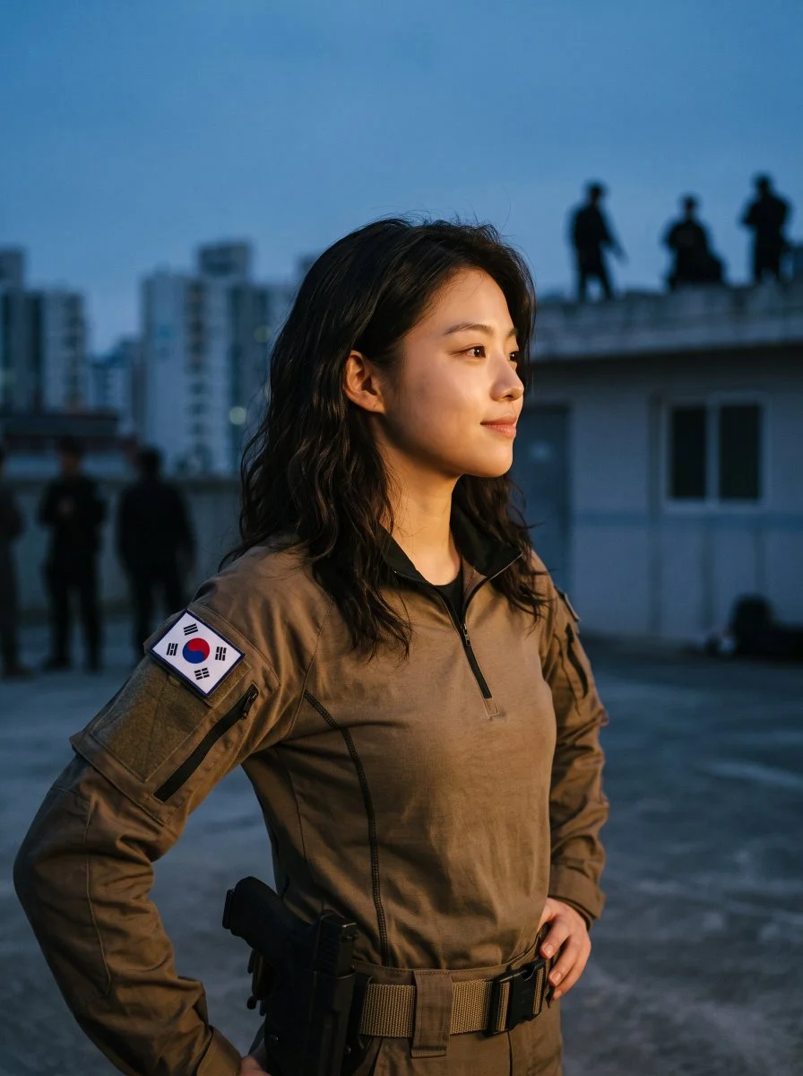 Rooftop Dusk Portrait of a Female Tactical Operator