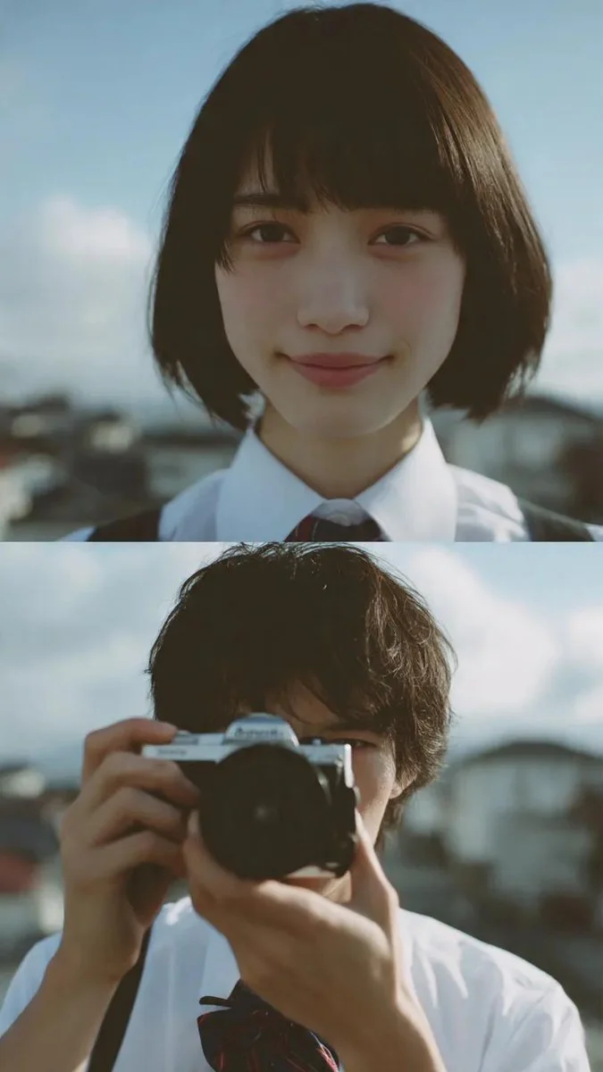 Rooftop Moments: Youthful Glance and Silent Capture