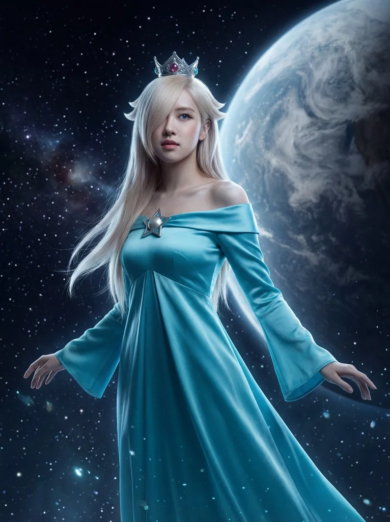 Rosé as a Cosmic Queen: Photorealistic Space Portrait