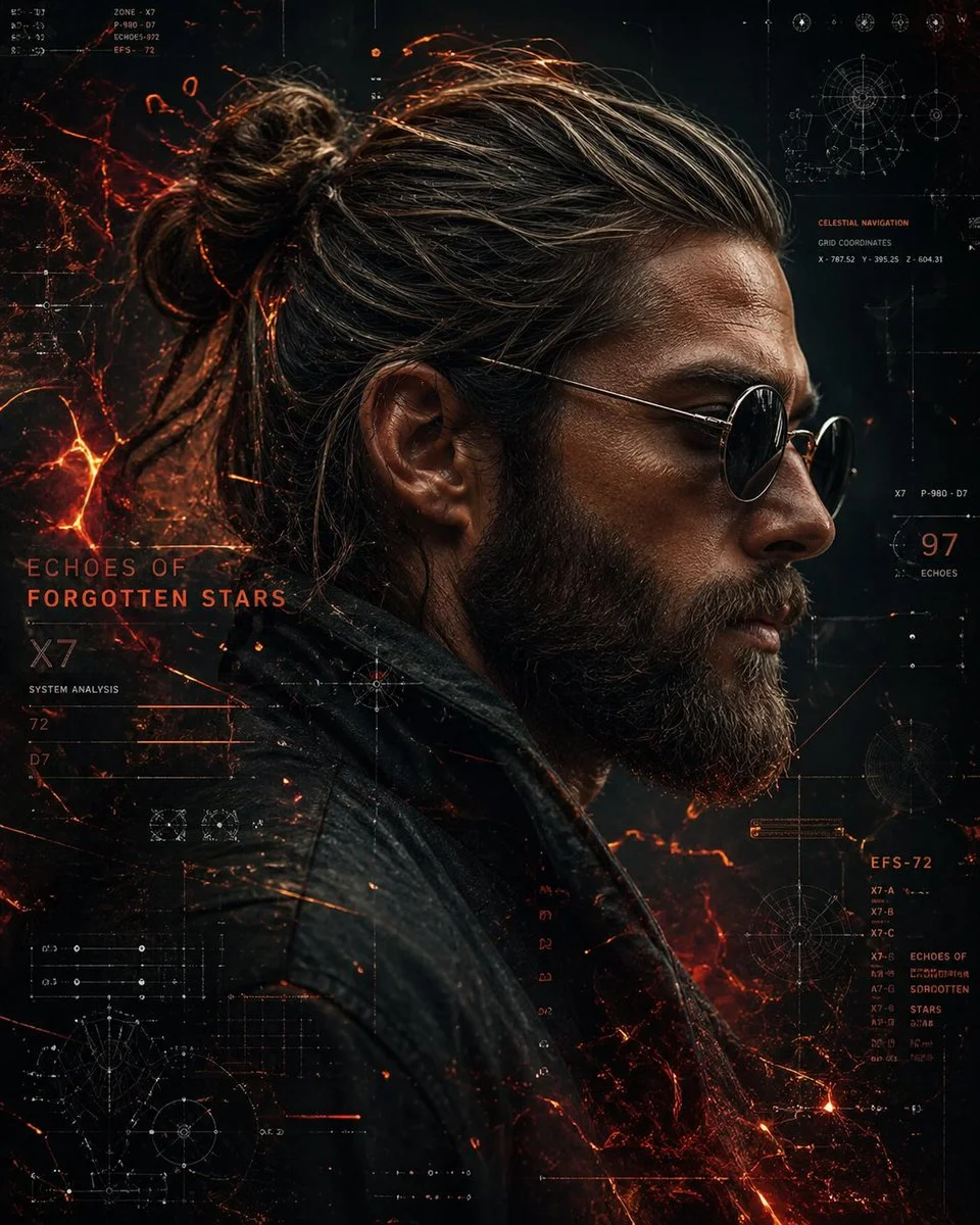 Rugged Cosmic Navigator in Cyberpunk Realm