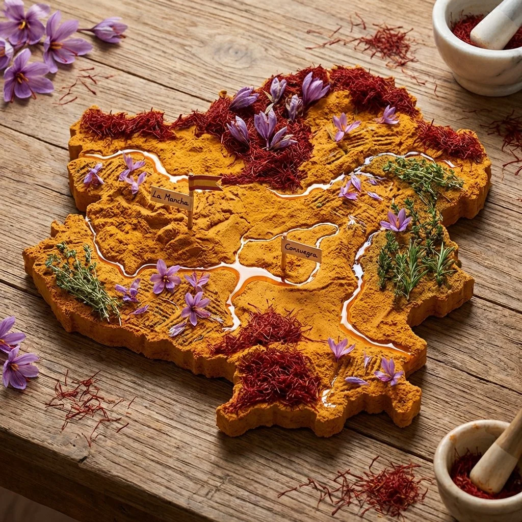 Saffron Landscape: A Spiced Isometric Relief Map