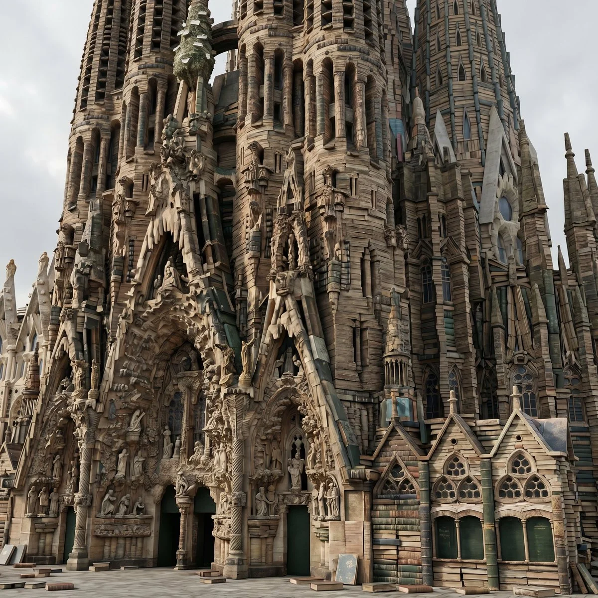 Sagrada Família Reimagined in Vintage Hardcover Books