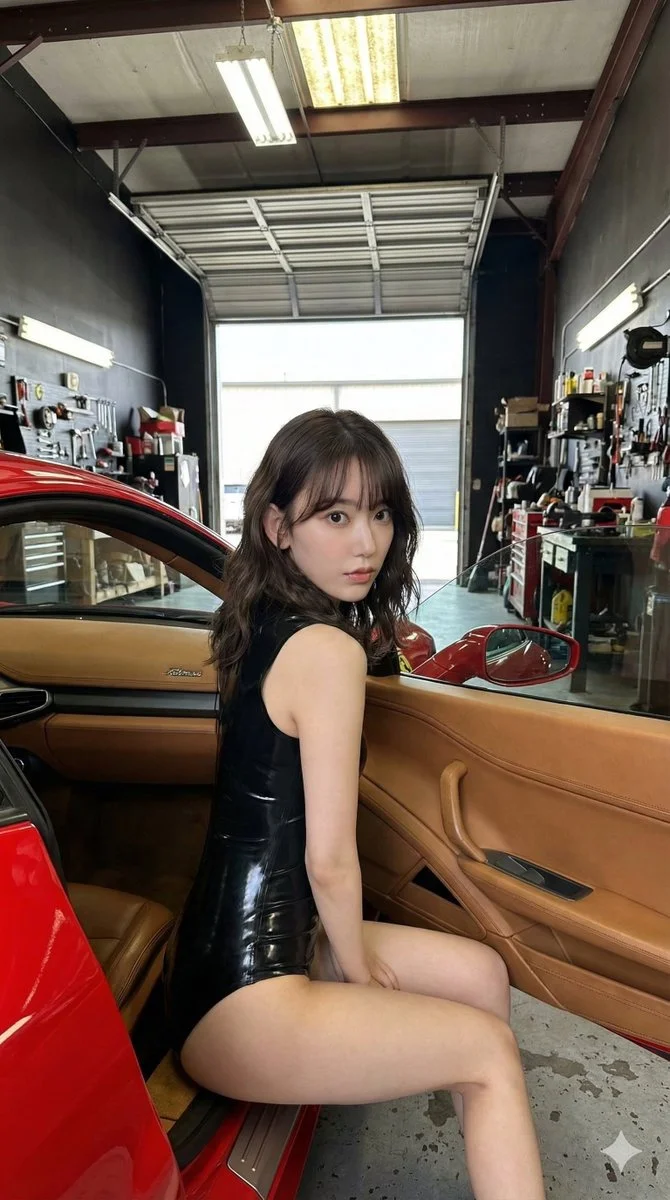 Sakura in the Spotlight: A Candid Garage Moment