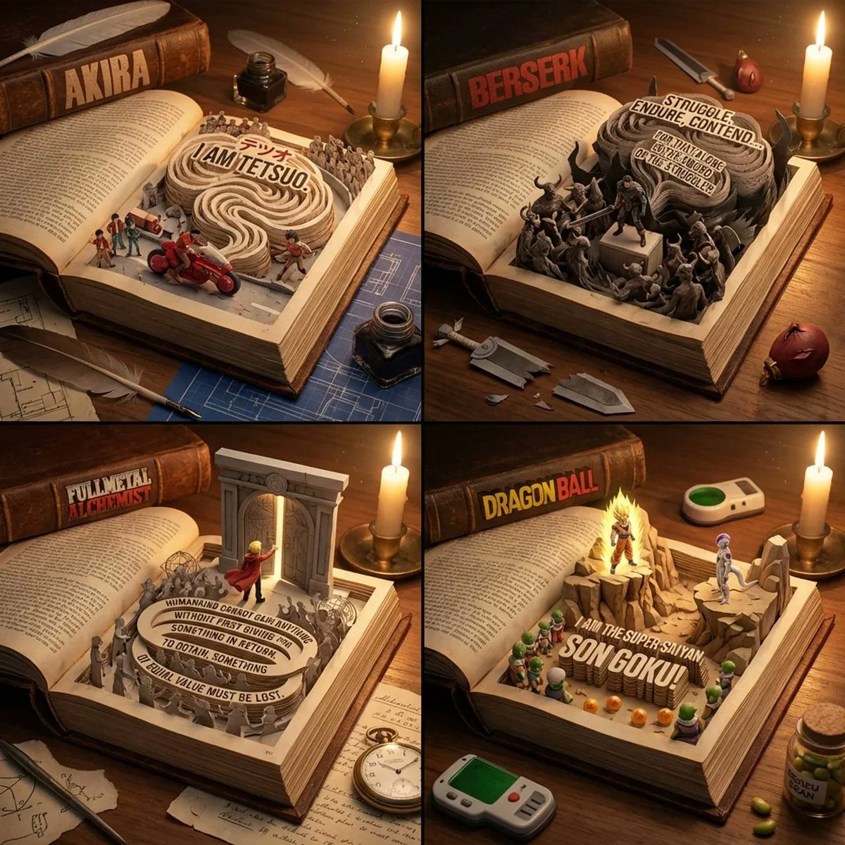 Sculpted Speeches: Historic Manga Moments in Paper Art