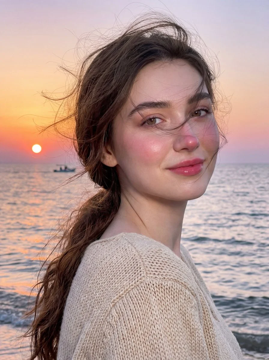 Seaside Serenity: A Portrait in Golden Hour
