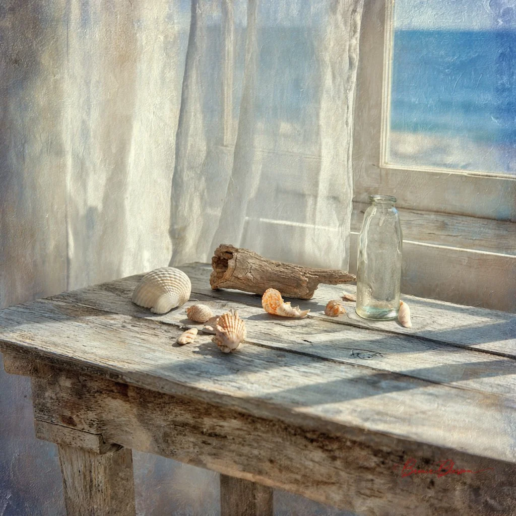 Seaside Sunlight on a Weathered Table