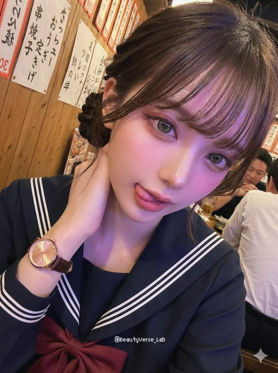 Seductive Selfie in a Cozy Izakaya
