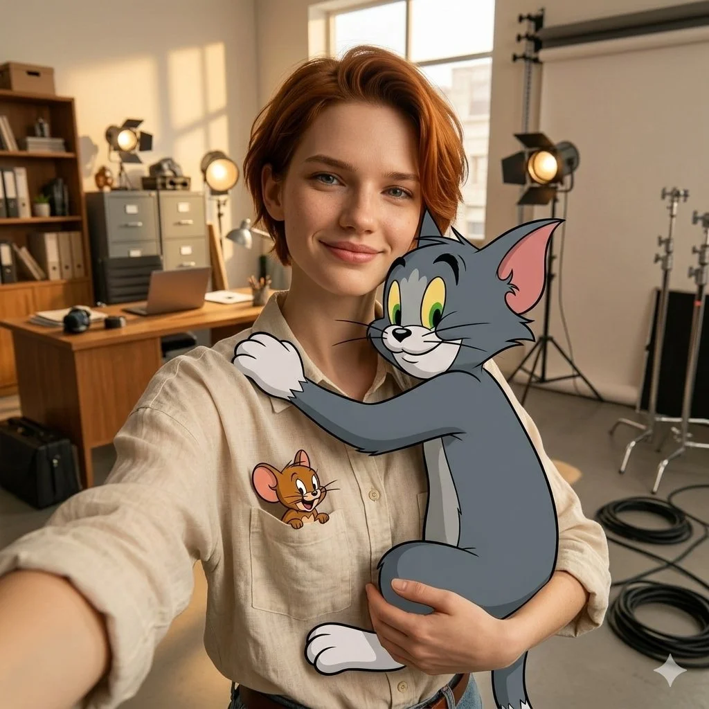 Selfie with Tom and Jerry: A Photorealistic Toon Hug