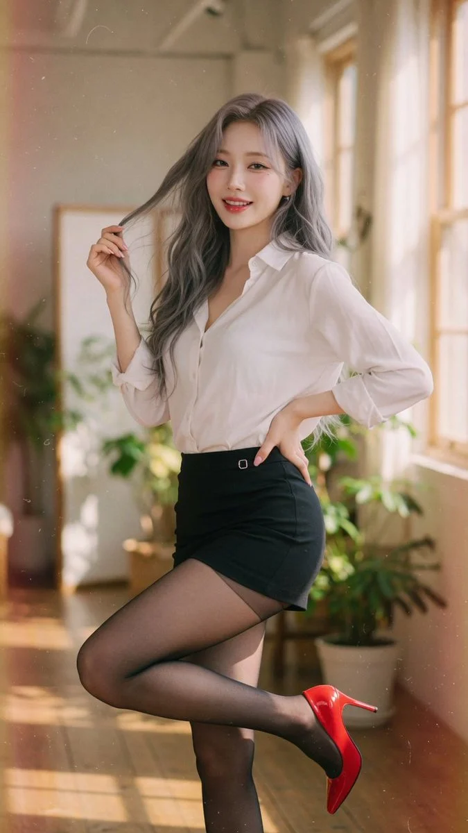 Sensual Elegance: Porcelain Skin and Seductive Gaze in Vintage Film Style