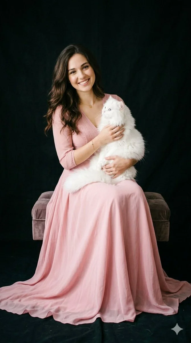 Serene Beauty with a Persian Cat