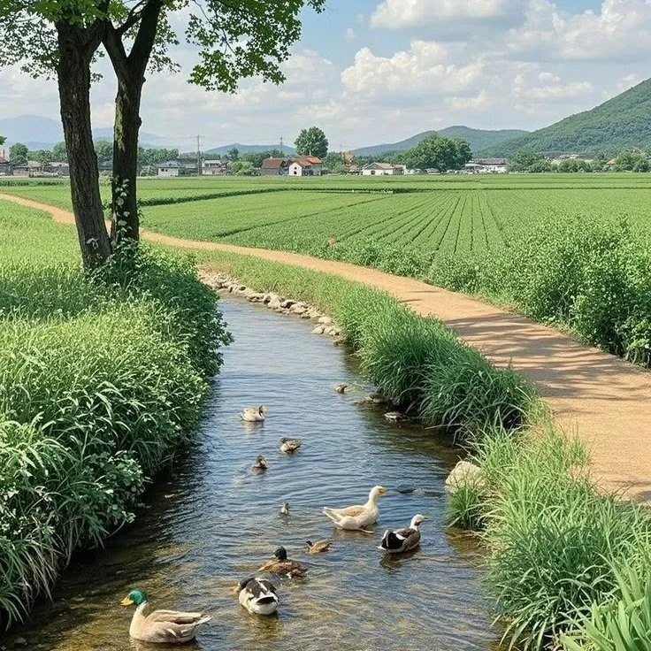 Serene Countryside Creek at Sunrise