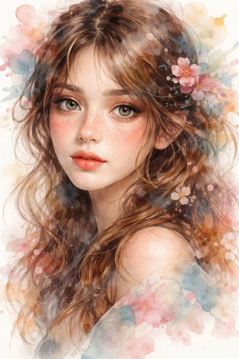Serene Pastel Portrait Highlighting Natural Beauty and Painterly Texture