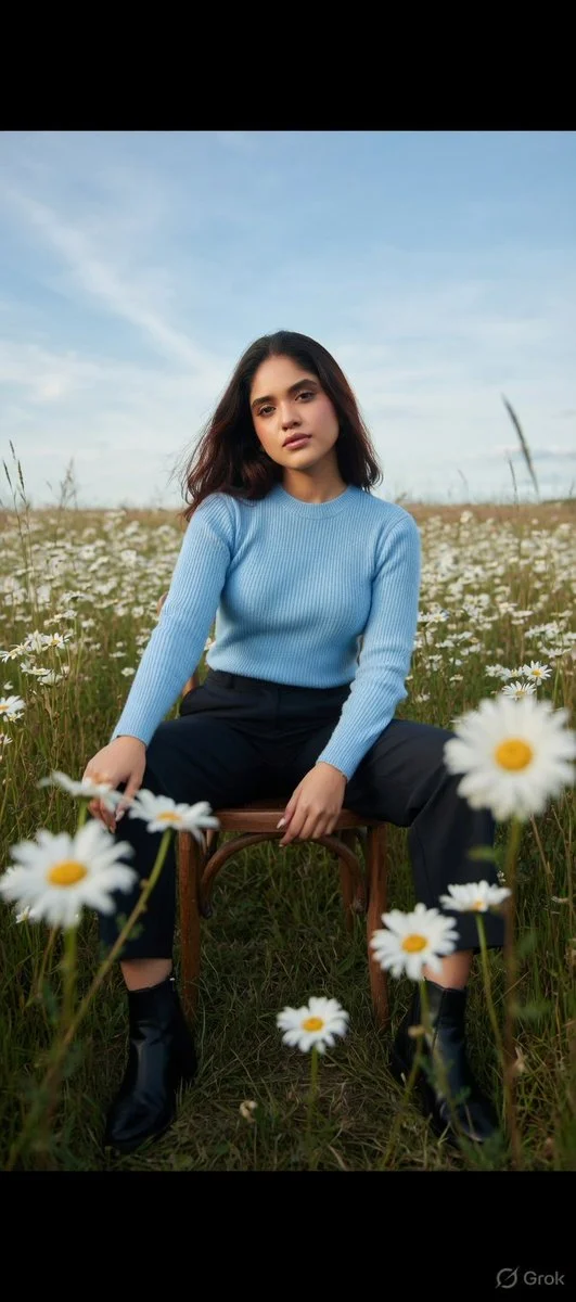Serene Portrait Amid Endless Daisies