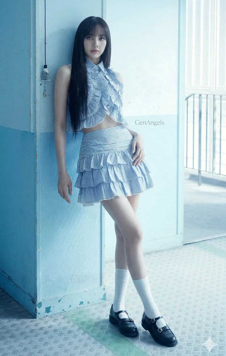 Serene Portrait of Contemplation in Cool Cyan Light