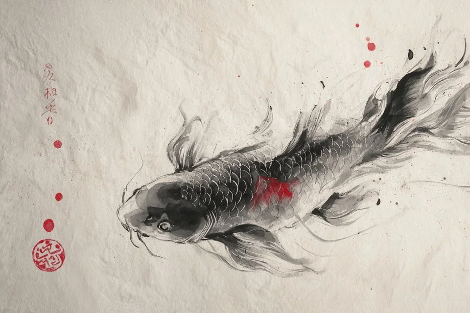 Serene Sumi-e: Traditional Japanese Ink Wash Art