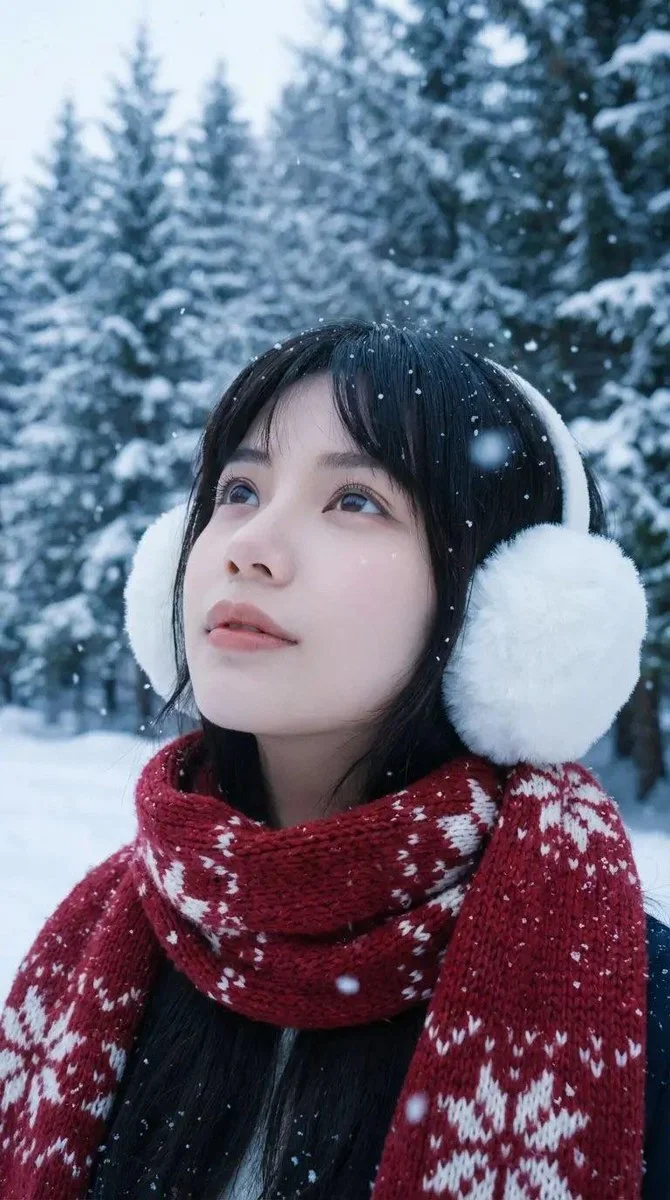 Serene Winter Beauty: A Cozy Portrait