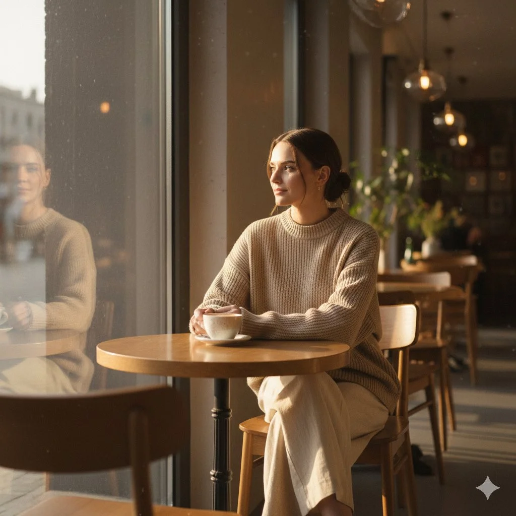 Serenity in a Sip: Chic Café Portrait