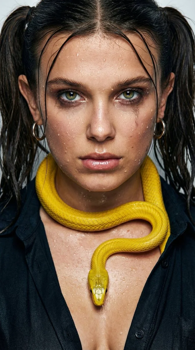 Serpentine Elegance: A Surreal Fashion Encounter