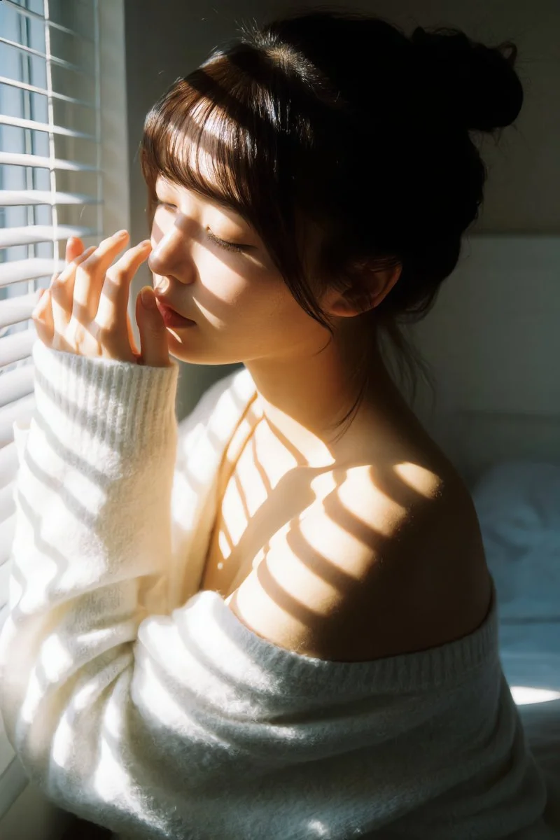 Shadows of Serenity: A Portrait by the Window