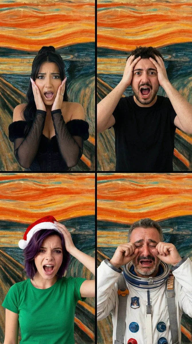 Shocked Expressions in a 90s Sitcom Meme Grid