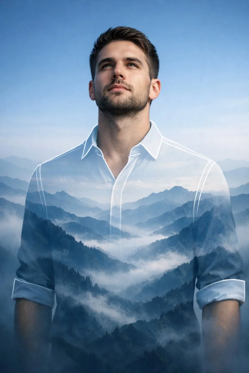 Silent Reflection Amidst Expansive Mountain Mists