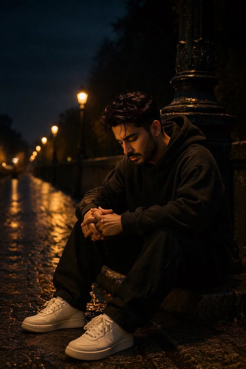 Silent Reflection in Urban Night