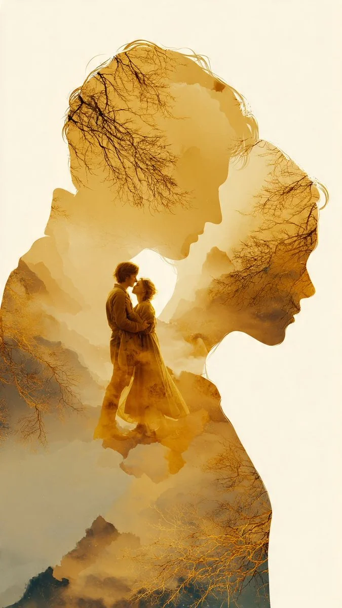 Silhouettes in Harmony: Love's Dreamlike Landscape