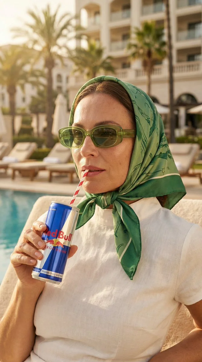 Sipping Luxury: A Poolside Portrait