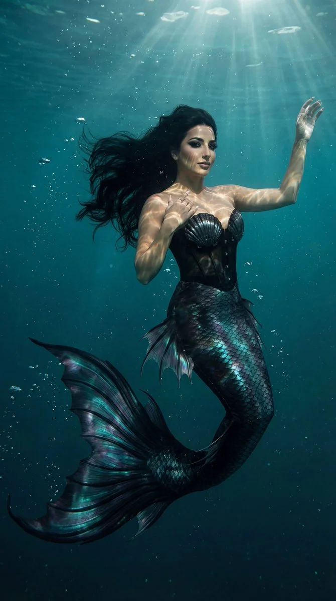 Siren of the Deep: A Dark Mermaid's Portrait