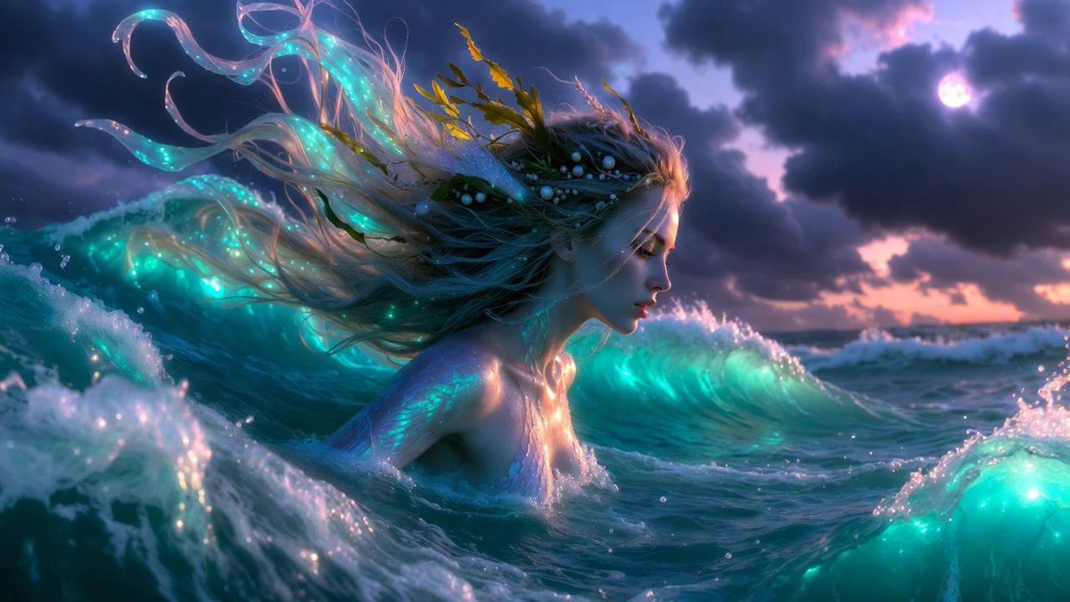 Siren Rising from the Stormy Sea