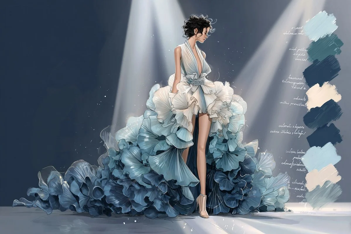 Sketching the Spotlight: Couture in Motion