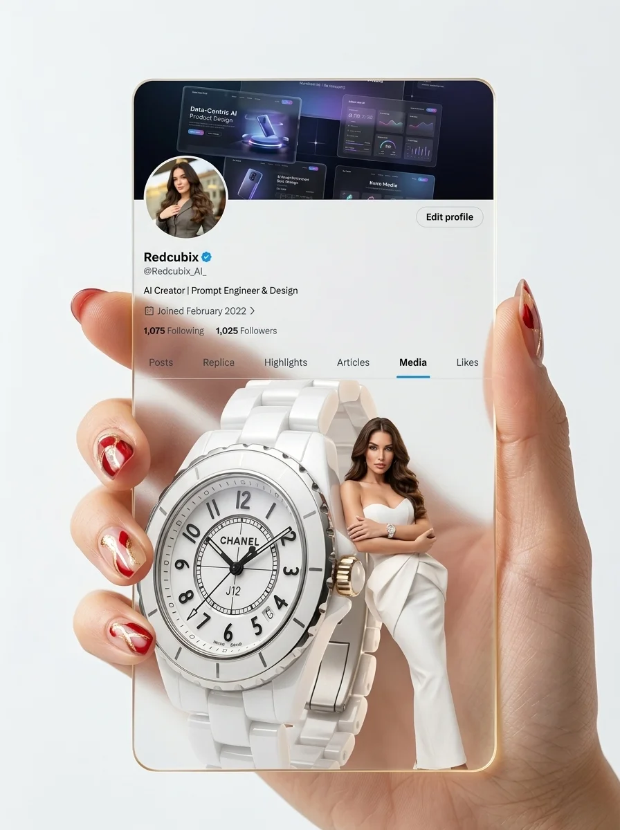 Sleek Acrylic Business Card Held by Elegant Hand with Nail Art