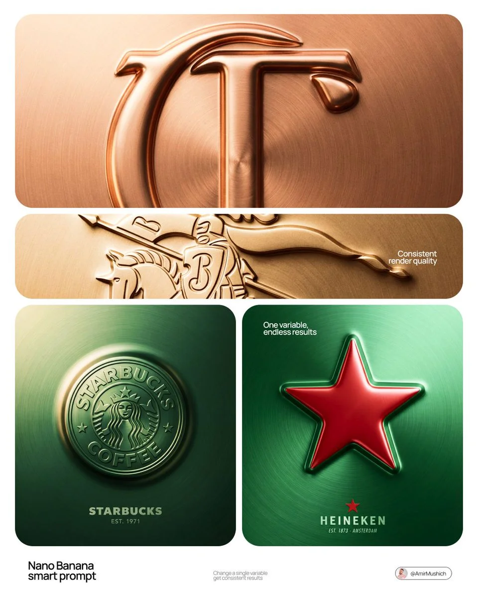 Sleek Embossed Metal Logo with Modern Minimalism